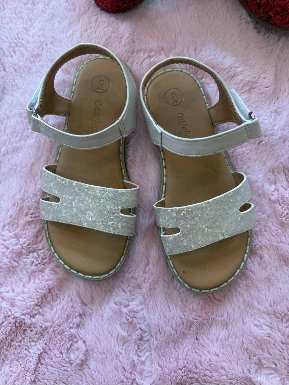 Girls Red Glitter Mary Janes and White Sandals - Kids Shoes Set